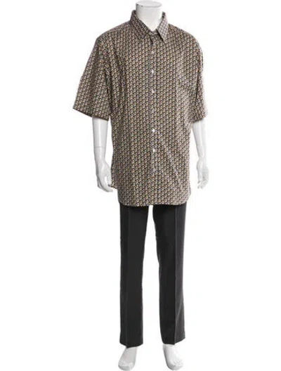 Pre-owned David August Printed Short Sleeve Shirt In White