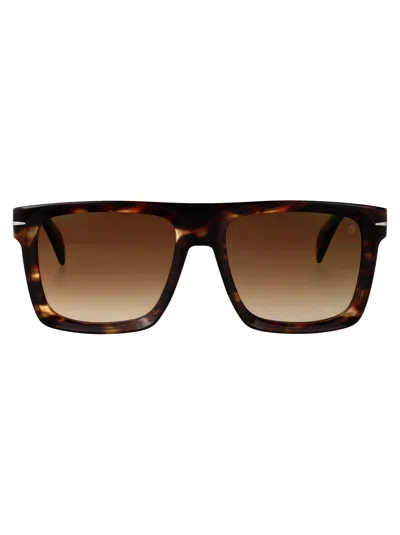 DAVID BECKHAM DAVID BECKHAM BROWN HAVANA ACETATE SUNGLASSES