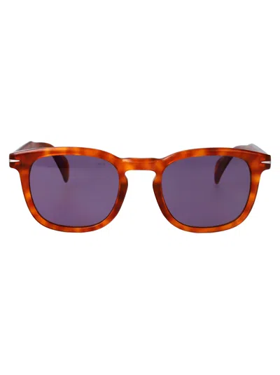 David Beckham Brown Havana Acetate Sunglasses In Burgundy