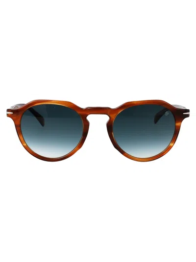 David Beckham Brown Horn Acetate Sunglasses In Blue