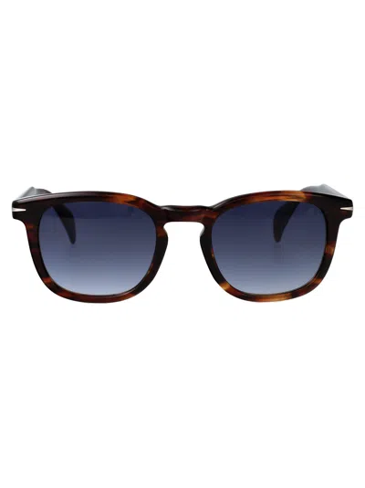 David Beckham Brown Horn Acetate Sunglasses In Blue