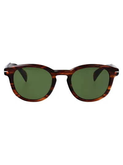David Beckham Brown Horn Acetate Sunglasses In Green