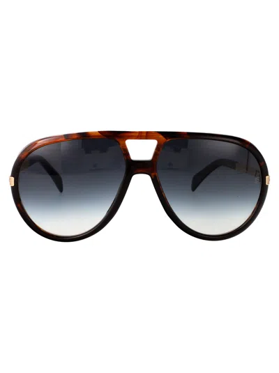David Beckham Brown Horn Gold Acetate Sunglasses In Black