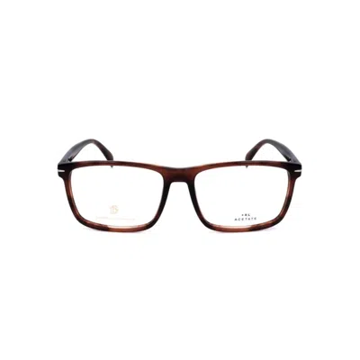 David Beckham Db 1020 Rectangular Tortoiseshell Acetate Eyeglasses In Brown