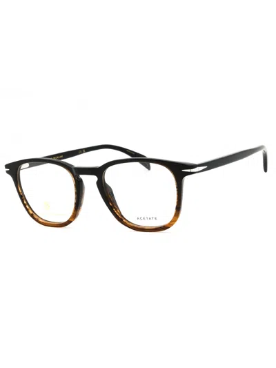 David Beckham Db 1050 Plastic Rectangular Men's Eyeglasses In Brw Horn B/clear Demo Lens