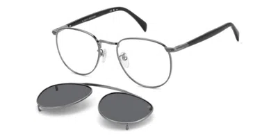 David Beckham Db 1144/cs With Clip-on Kj1/m9 Men's Glasses Silver Size 52 - Free Lenses - Blue Light Block Availab In Dark Ruthenium Silver