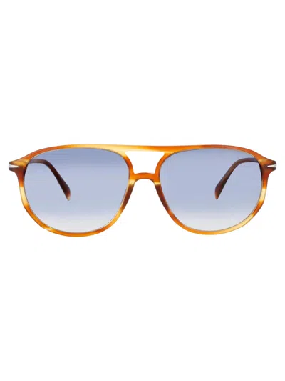 David Beckham Db 1159/s Sunglasses In Brown Horn - Blue Tint