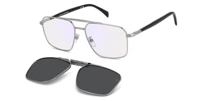 David Beckham Db 1187/g/c Asian Fit With Clip-on Men's Glasses, Silver, Size 57 In Black