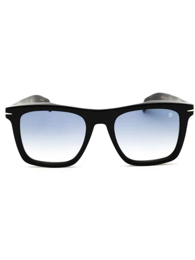 David Beckham Db 7000/s Sunglasses In Black Silver/dk Blue Sf