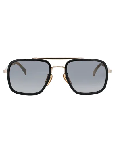 David Beckham Db 7002/s Sunglasses In Rhl - Gold Black - Grey Gold Flash