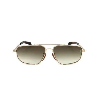 David Beckham Db 7049/g/s Rectangular Gold-tone Metal Sunglasses In Brown