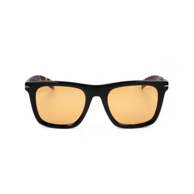 David Beckham Db 7066/f/s Bold Tortoiseshell-patterned Rectangular Sunglasses In Black