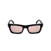 David Beckham Rectangular Sunglasses With Pinkish Lenses In Black