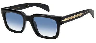 Pre-owned David Beckham Db 7100/s Black Gold/blue Shaded 52/21/145 Men Sunglasses