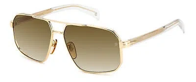 Pre-owned David Beckham Db 7102/s Gold Crystal/yellow Shaded 61/14/145 Men Sunglasses