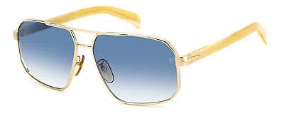 Pre-owned David Beckham Db 7102/s Striped Beige Gold/blue Shaded 61/14/145 Men Sunglasses