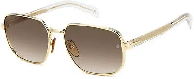 Pre-owned David Beckham Db 7121/g/s Gold Crystal Loj Sunglasses In Brown
