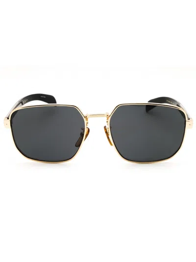 David Beckham Db 7121/g/s Rectangular Sunglasses For Men In Gold