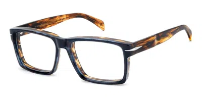 David Beckham Db 7168 0iu Occhiali Da Vista Blu Per Uomo (solo Montatura) In Shiny Blue On Striped Brown