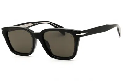 David Beckham Db7135fs Rectangular Dark Grey Lens Sunglasses In Black