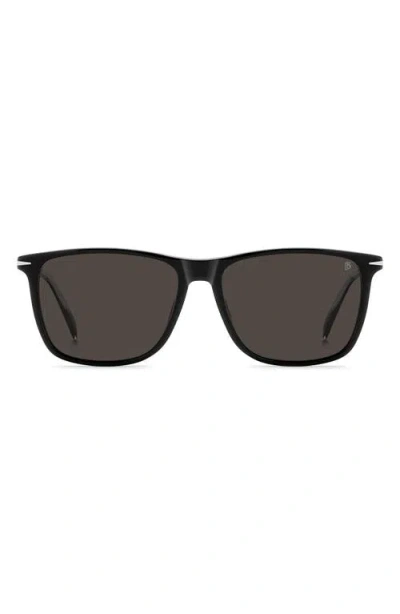David Beckham Eyewear 1219/s/us 57mm Polarized Rectangle Sunglasses In Black/grey Pz