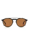 David Beckham Eyewear 49mm Round Sunglasses In Black/brown