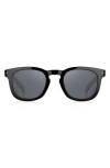 David Beckham Eyewear 49mm Round Sunglasses In Black/silver Mirror