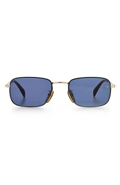 David Beckham Eyewear 53mm Rectangular Sunglasses In Black Gold/blue