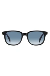 David Beckham Eyewear 53mm Rectangular Sunglasses In Black/dark Blue Sf