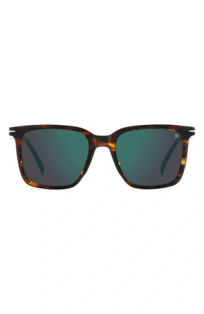David Beckham Eyewear 53mm Rectangular Sunglasses In Brown Horn
