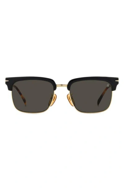 David Beckham Eyewear 55mm Rectangular Sunglasses In Black Havana Gold