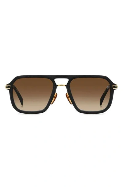 David Beckham Eyewear 56mm Navigator Sunglasses In Black