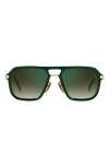 David Beckham Eyewear 56mm Navigator Sunglasses In Green Marble Gold