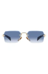 David Beckham Eyewear 56mm Rimless Rectangular Sunglasses In Gold Black