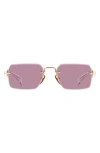 David Beckham Eyewear 56mm Rimless Rectangular Sunglasses In Gold Crystal
