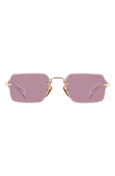 David Beckham Eyewear 56mm Rimless Rectangular Sunglasses In Gold Crystal