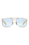 David Beckham Eyewear 56mm Square Sunglasses In Gold/azu Phtcromatic