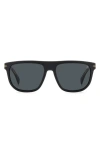 David Beckham Eyewear 56mm Square Sunglasses In Matte Black Gold