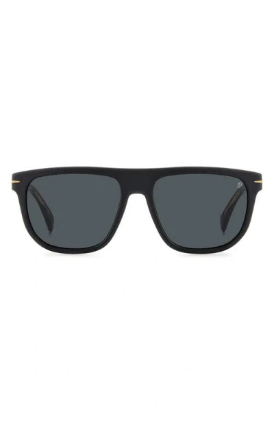 David Beckham Eyewear 56mm Square Sunglasses In Matte Black Gold