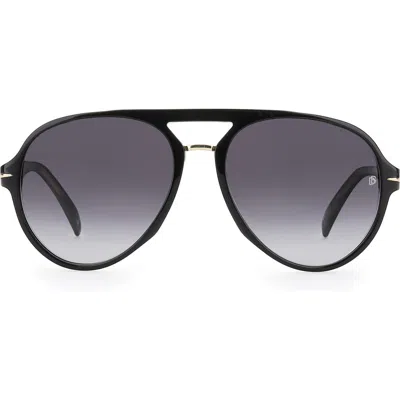 David Beckham Eyewear 57mm Aviator Sunglasses In Black/grey Shaded