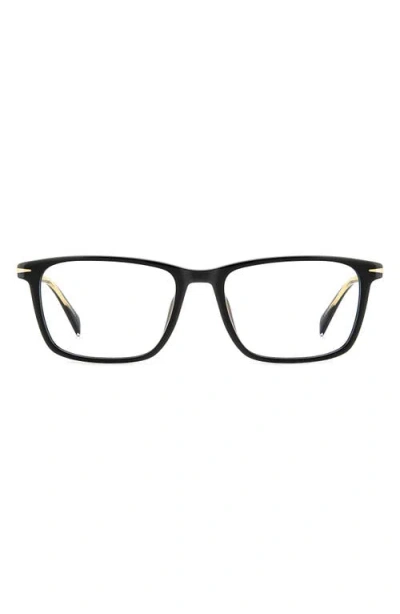 David Beckham Eyewear 57mm Rectangular Optical Glasses In Gray