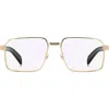 David Beckham Eyewear 57mm Rectangular Optical Glasses In Gold