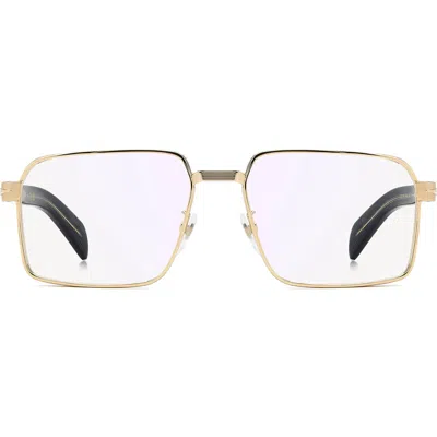 David Beckham Eyewear 57mm Rectangular Optical Glasses In Gold
