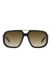 David Beckham Eyewear 57mm Square Sunglasses In Black Gold