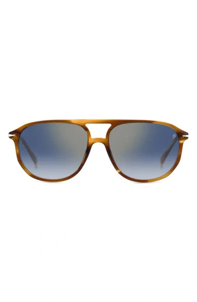 David Beckham Eyewear 58mm Avaitor Sunglasses In Brown Horn/black Sp Ar