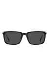 David Beckham Eyewear 58mm Rectangular Sunglasses In Black/grey