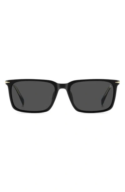 David Beckham Eyewear 58mm Rectangular Sunglasses In Black/grey