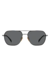 David Beckham Eyewear 59mm Aviator Sunglasses In Dark Ruthenium Black