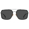 David Beckham Eyewear 59mm Polarized Rectangular Sunglasses In Black Ruthenium