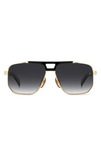David Beckham Eyewear 61mm Gradient Navigator Sunglasses In Gold